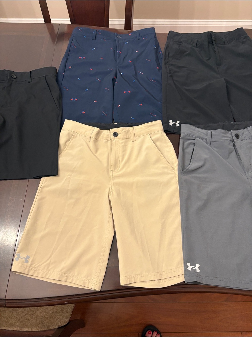 Under Armour youth boys Performance Shorts Bundle - Navy, Khaki, Gray, Black